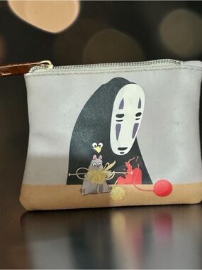 Spirited away No-Face Small Coin Purse – White, lavender & Tan